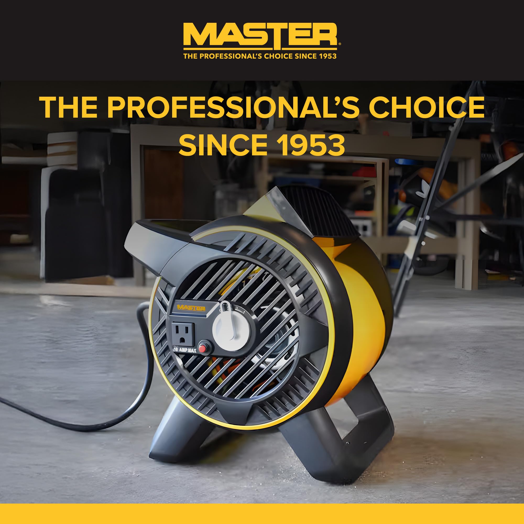 Master Heavy Duty Utility Blower, 3 Speed Portable Floor Fan with Outlet & Pivoting Head for Home & Garage Cooling, Drying and Air Circulation - Image 5